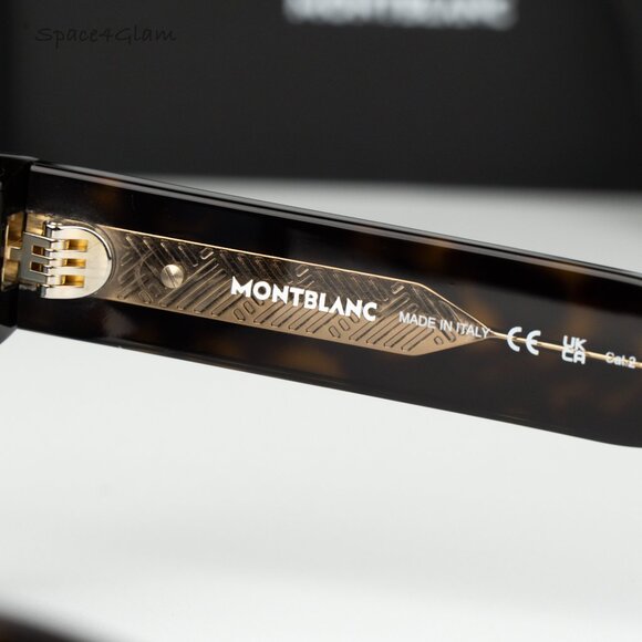 Montblanc Women Sunglasses Havana Blue Square MB0253S 002 BRAND NEW main image 7